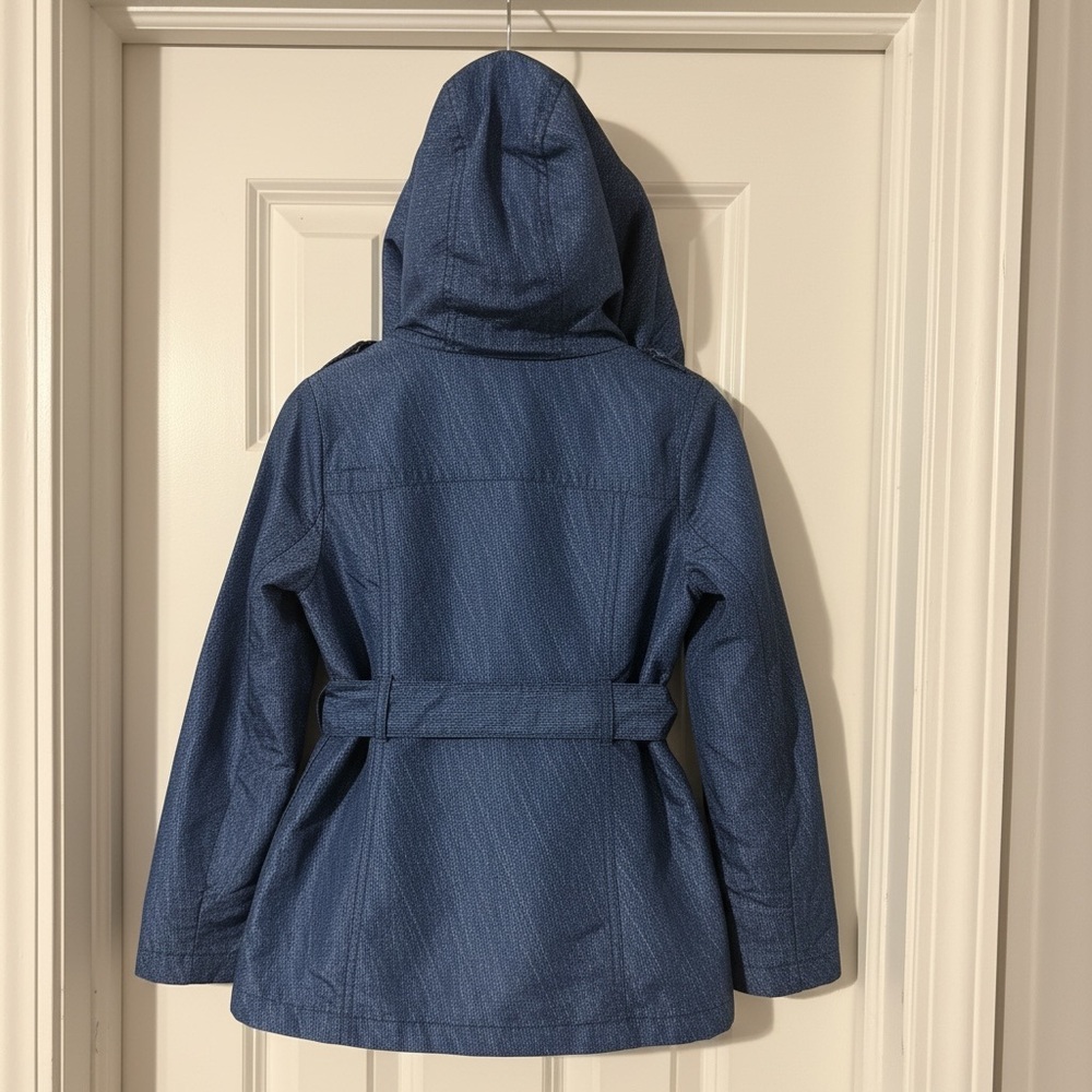 Jessica Simpson Faux Denim Trench Coat Raincoat - Picture 6 of 6
